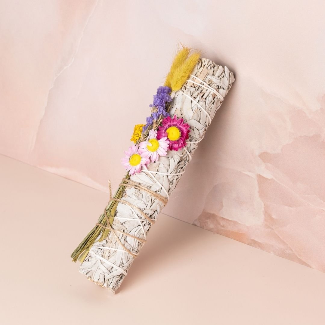 Flower Power Salie Stick (large: 22cm) - Gekleurde Droogbloemen - Smellacloud