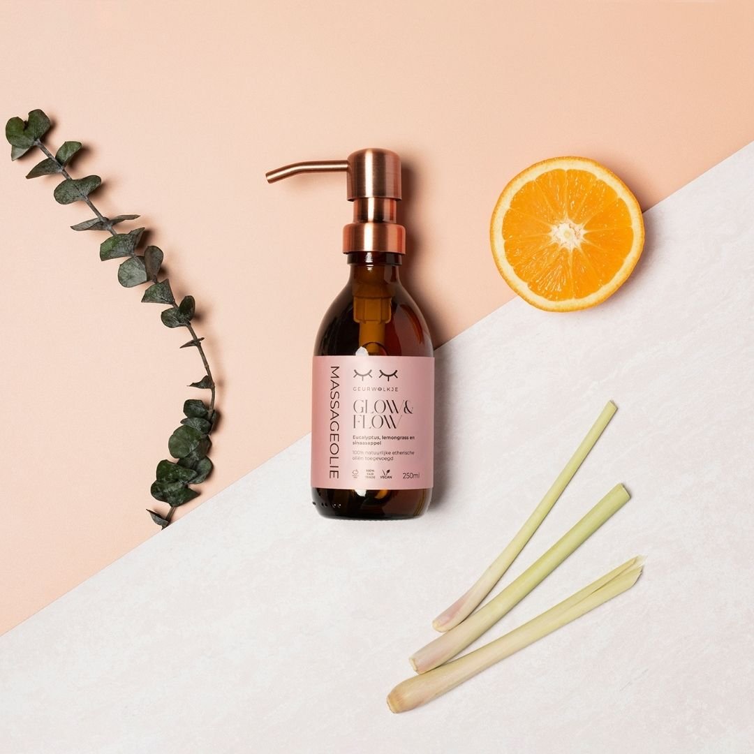 Natuurlijke massage olie - Glow & Flow - 250 en 500 ML - Smellacloud