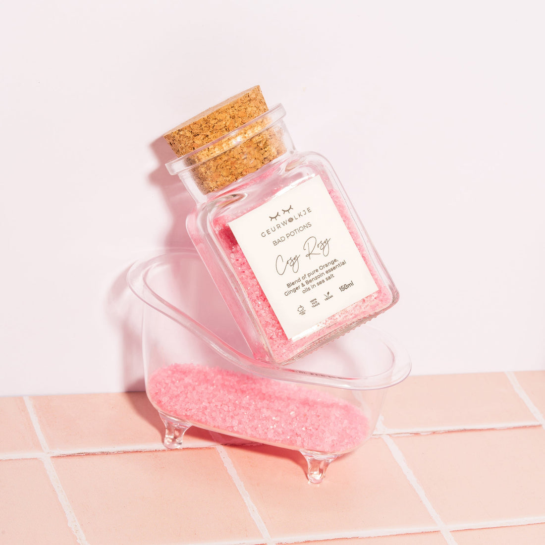 Cosy Rosy - natürliches Badesalz mit ätherischen Ölen &amp; Meersalz (175g) - Smellacloud